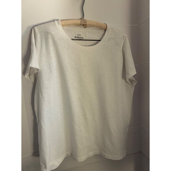 J.CREW Girlfriend Tee XL Women Large White  T-Shirt 100% Cotton Casual Comfort - Picture 1 of 8